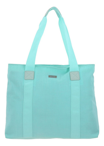 Bolso Tote Grande Chenson 1818 Zilp Impermeable Turquesa Acabado De Los Herrajes Níquel Diseño De La Tela Liso