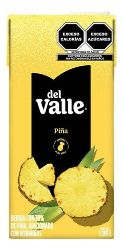 4 Pza Bebida Del Valle Con 30% De Piña 1.89 L