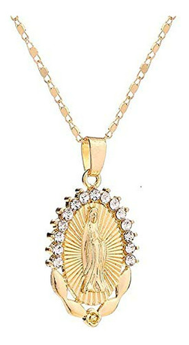 Collar Virgen María Con Cristales Rhinestone - Mujer