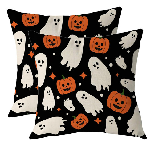 Fundas De Almohada De Halloween 16x16, Juego De 2, Cala...