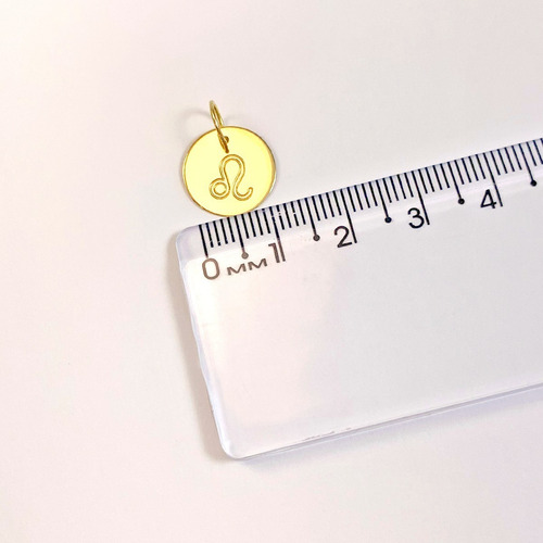 Pingente Ouro 18k Medalha Signo Leão 13mm