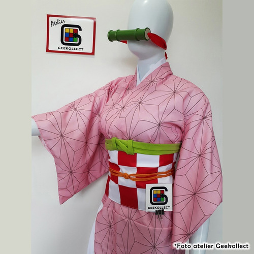 Cosplay Nezuko Kamado 9 Peças Com Peruca - Demon Slayer