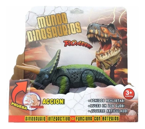 Juguete De Dinosaurio Articulado C/ Luz Y Sonido Triceratops