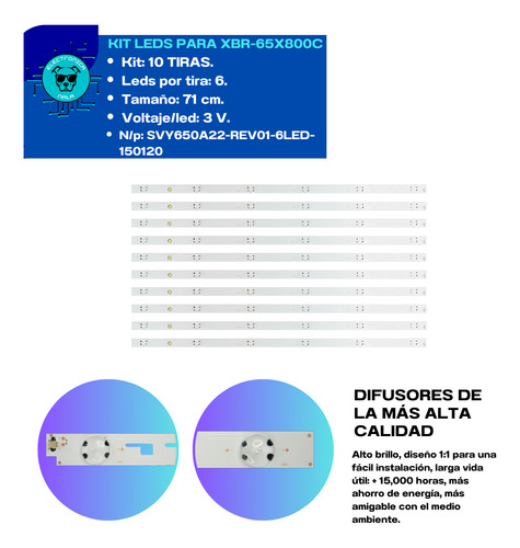 Kit Leds Para Sony Xbr-65x800c Xbr-65x810c Kd-65xd7505 (10t)