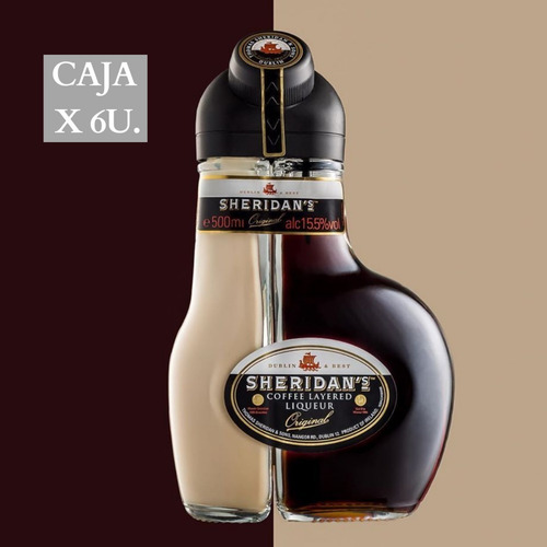 Imagen 3 de 10 de Licor Sheridan's Original Caja X 6 X 750ml. Crema Y Café