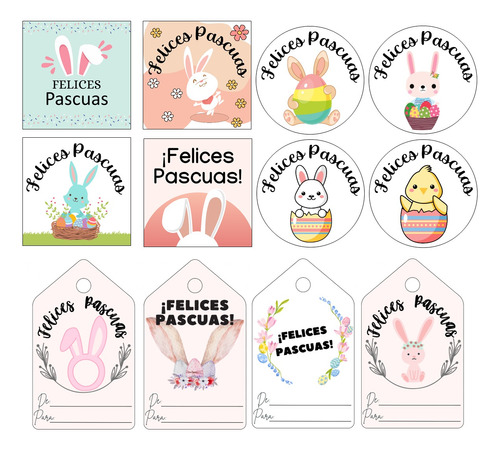 Kit 01 Imprimible Pascuas Tag Etiqueta Tarjeta Stiker Topper