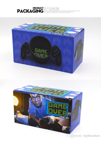 10 Tazas Gamer De Ceramica Game Over Control Grat Color Negro