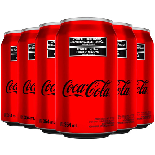 Coca Cola Sin Azucar Lata 354ml Pack X6 Gaseosa Dietetica 6u