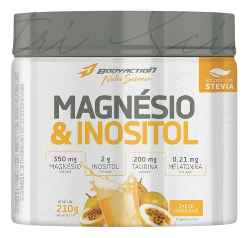 Magnésio & Inositol 210g - Bodyaction - Adoçado Com Stevia