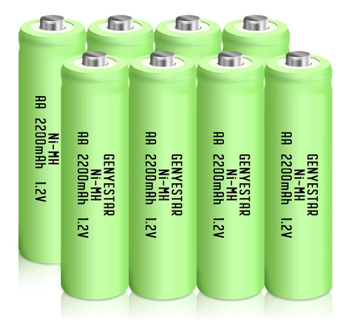 Rechargeable Aa Batteries Nimh 1.2v Double 2200mah 8 Pa...