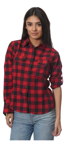 Camisa cuadros roja y negra mujer outlet