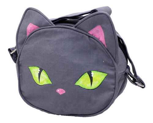 Imagen 4 de 10 de Bolso Tipo Cross Body En Forma De Gato Color Gris