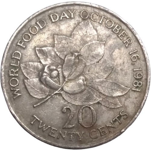 Moneda Jamaica 20 Centavos Día Mundial De Alimentación 1981 