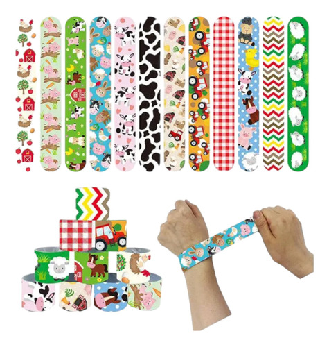 Pack 12 Pulseras Slap Infantil, Sorpresas De Cumpleaños