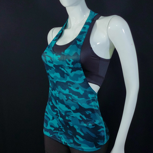 Camisilla Atlética Malla Deportiva Camuflado Dama Fit Gym