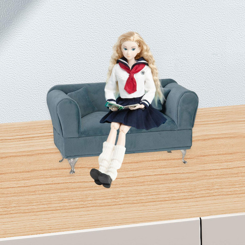 1/6 Dollhouse Sofá Sofá Joya De Joyería De Joyería Azul