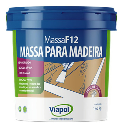 Massa Reparo F-12 Para Madeira 1,65 Kg Viapol 