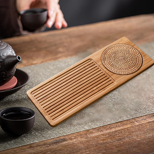 Bandeja Rectangular De Bambú Para Servir Té Chino, Tablero