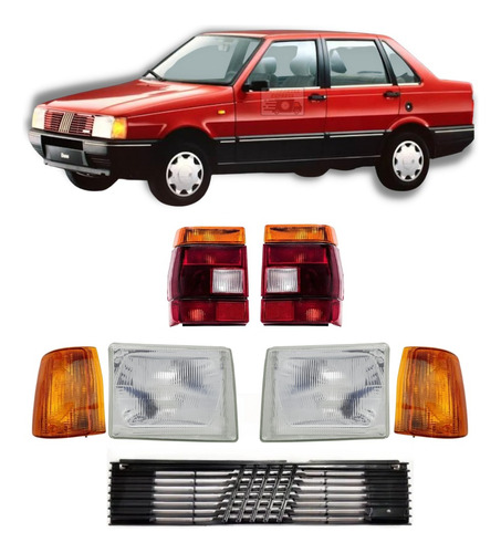 Juego Opticas Faros Y Parrilla Fiat Duna 1988 1989 1990 Amb