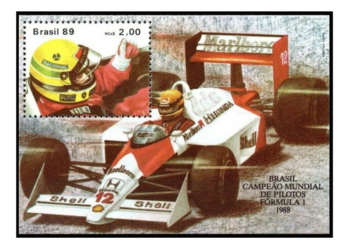 Brasil - Fórmula 1 - Ayrton Senna - Sello + Block Mint