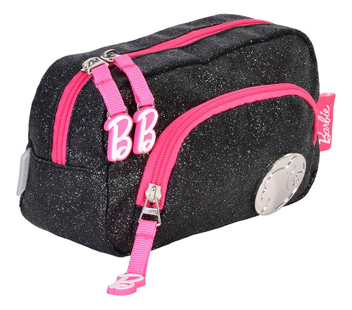 Lapicera Barbie Negra Brillos Brillante Pencil Bag