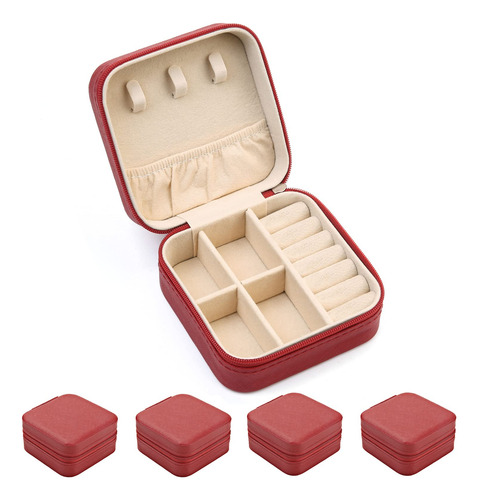 Mini Estuche De Viaje Para Joyeria De Color Rojo 4 Unidades