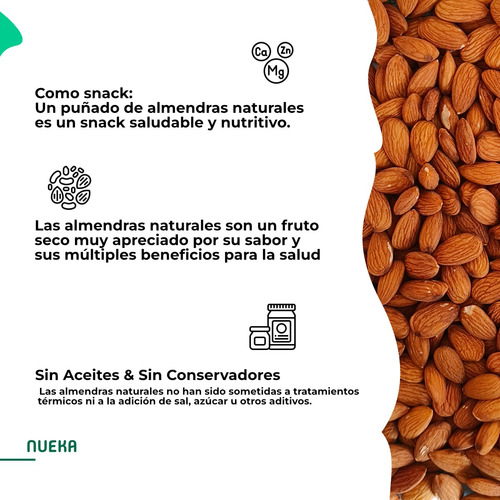 Almendra Entera Naturales 100g, Premium Fresca Nueka