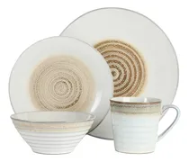 Comprar Vajilla Gibson Spiral De 16 Piezas Para 4 Personas Relieve