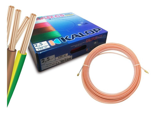 Combo X 3 Cable Unipolar Kalop 2.5mm + Cinta Pasacable 15mts