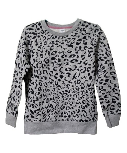 Sudadera Ligera De Niña, Talla L (12), Color Leopardo Gris