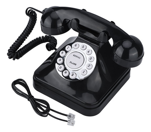 Telefono Fijo, Wx-3011 Vintage Negro Multifuncion De Plastic