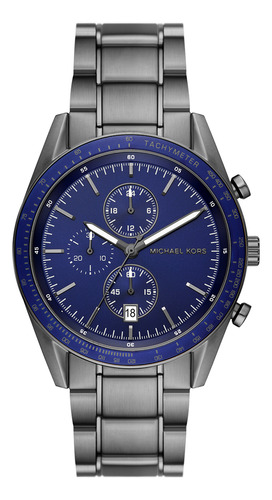 Reloj Hombre Michael Kors Mk9111 Accelerator Correa Y Bisel Color Gris Fondo Azul