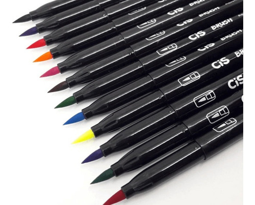 Bloco De Exercício Lettering + Caneta Brush Cis 12 Cores