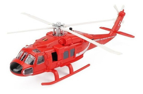 Modelo Helicóptero Escala 1/72 Rescate 28 Cm. Rojo. Kirsite.