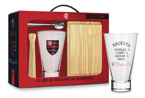 Kit Caipirinha Grande Copo Long 400ml Times Futebol Flamengo