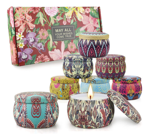 Set De 8 Velas De Aromaterapia Cera De Soja De 125 Gramos Re