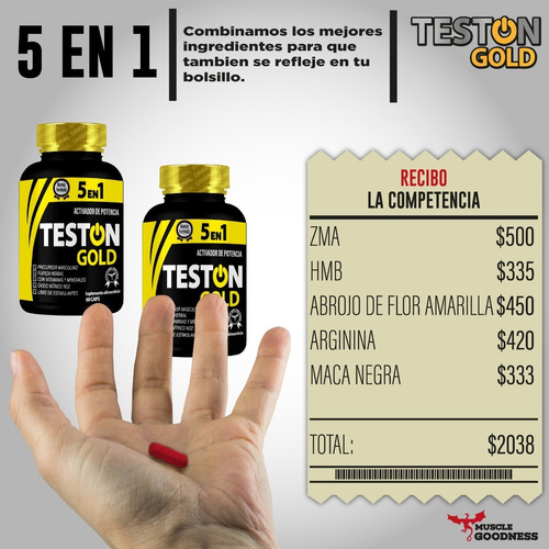 Combo 2 Teston Gold 5 En 1 | Vitaminas Para Hombre Sabor Sin Sabor