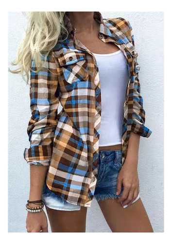 Blusa De Manga Larga Cuello Alzado Y Cárdigan Con Parches