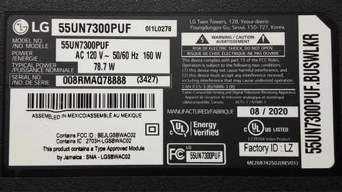 Tarjeta Madre Main Lg 55un7300puf Eax69083603 (1.0) (Usado)
