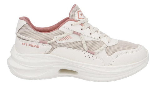 Tenis 942577pr Geometrico Logo Letras Dama Agujetas Latte