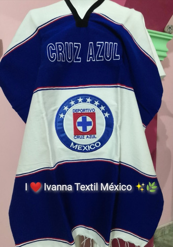 Jorongo Gabán Artesanal Mexican Deportivo Cruz Azul Algodón 