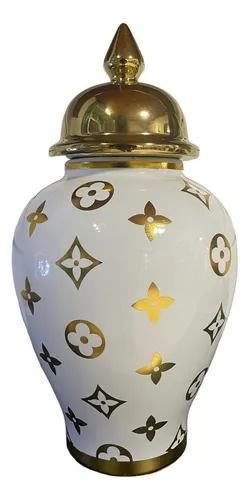 comprar Jarrón\u002Furna En Color Blanco Con Detalle Lv Mediano