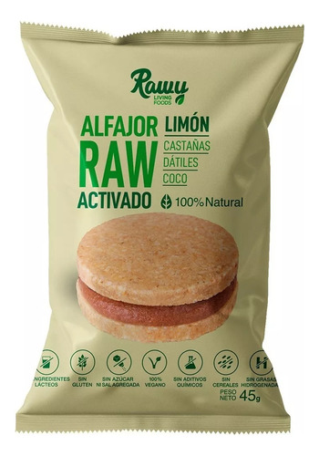 Alfajor Raw Activado Sin Gluten Y Veganos Rawy - Graviola