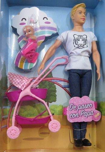 Imagen 4 de 5 de Muñeco Thiago Papa Con Bebe Accesorios Poppi Men Doll No Ken