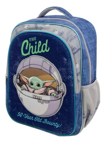 Mochila Primaria Ruz Mandalorian Baby Yoda Star Wars 3d Azul Azul Acero Impresion 3d