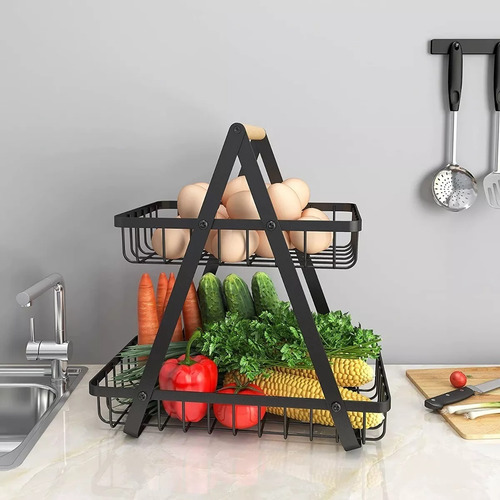 Organizador De Metal 2 Estantes Frutas Verduras Para Mesada