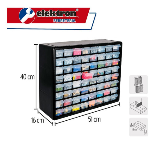 Imagen 2 de 2 de Organizador Con 64 Gavetas, Truper