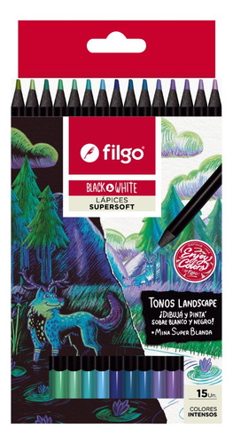 Lapices Filgo Black And White Supersoft X 15 Colores