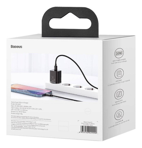 Baseus Cargador Compacto Usb-c 20 Watts Carga Rápida