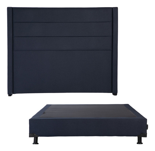 Cabecera Queen Size Dicasa Lugo Azul + Box Dicasa Orly